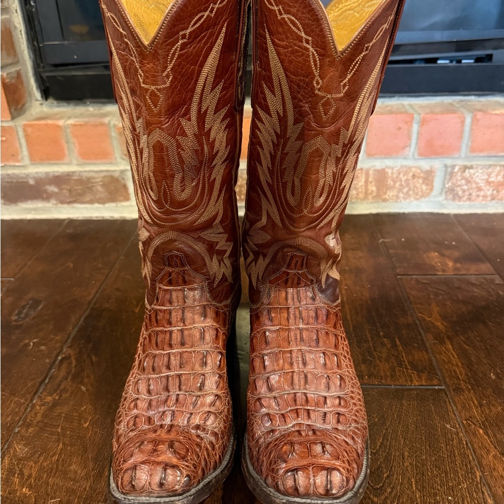 JB Hill Genuine Hornback Alligator Western Cowboy Boots 9 1/2 B